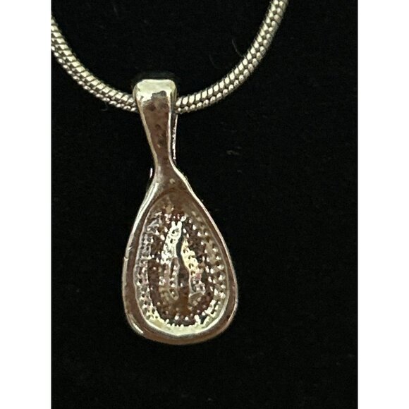Silver Tone Teardrop Pendant Necklace 18" With Cubic Zirconia - Picture 4 of 4